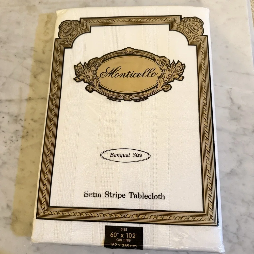 Monticello Banquet Size‎ Satin Stripe Tablecloth White 60